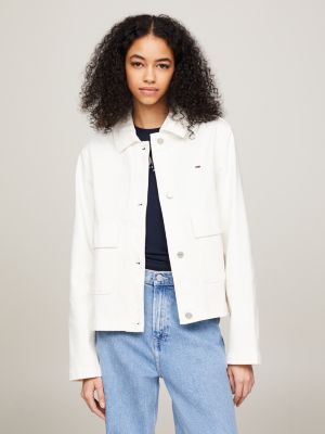 Garment Dyed Overshirt Jacket | White | Tommy Hilfiger