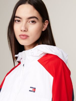 Colour-Blocked Hooded Chicago Windbreaker | White | Tommy Hilfiger