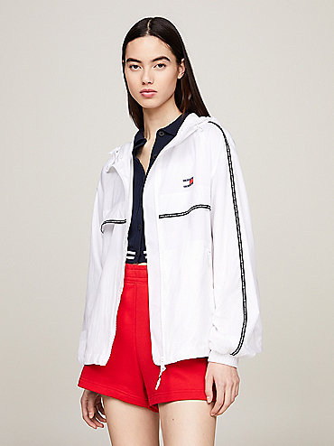 Colour-Blocked Hooded Chicago Windbreaker | White | Tommy Hilfiger