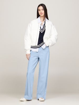 blue jeans mit weitem bein und hohem bund für damen - tommy jeans