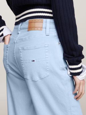 blue high rise wide leg jeans for women tommy jeans