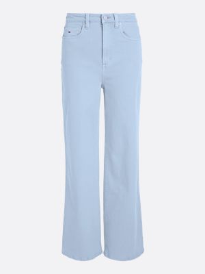 blue high rise wide leg jeans for women tommy jeans