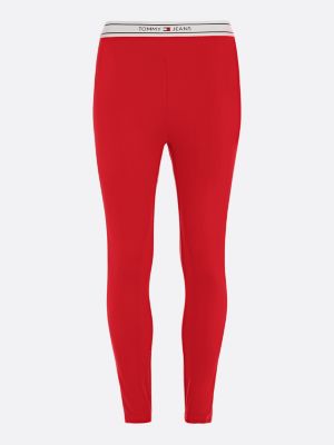 red logo waistband full length leggings for women tommy jeans