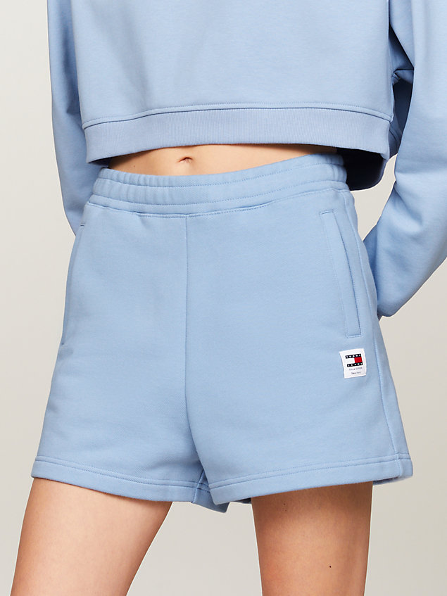 blue relaxed mom fit sweat shorts for women tommy jeans