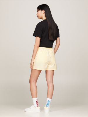 shorts mom in popeline con stampa giallo da donne tommy jeans