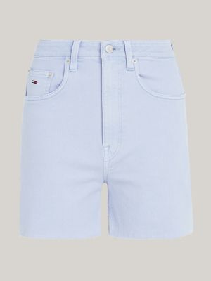 shorts mom in denim con orlo scucito blu da donne tommy jeans