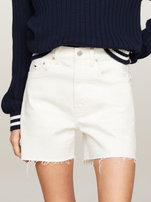 shorts vaqueros mom con bajo sin rematar white de mujeres tommy jeans