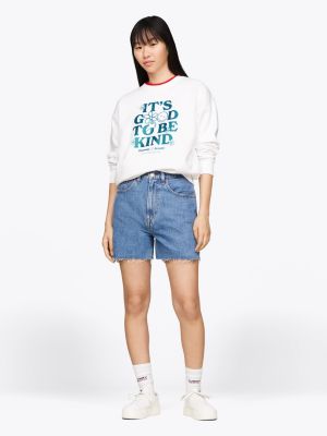 felpa con logo e slogan bianco da donne tommy jeans