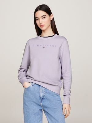 Buy Tommy Hilfiger Women Grey Crew Neck Logo Popover Heathered