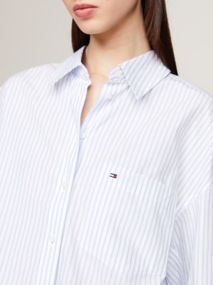 Camicia oversize a righe verticali, Blu