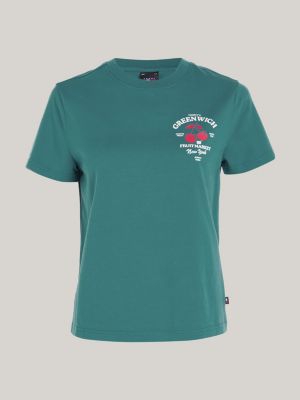 t-shirt con logo e grafica sul retro blu da donne tommy jeans