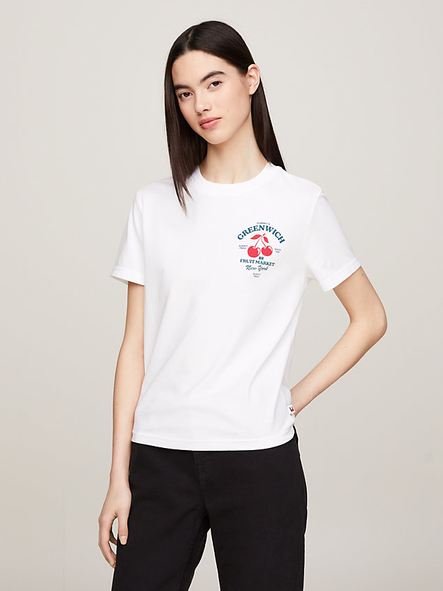 t-shirt à logo graphique au dos white pour femmes tommy jeans