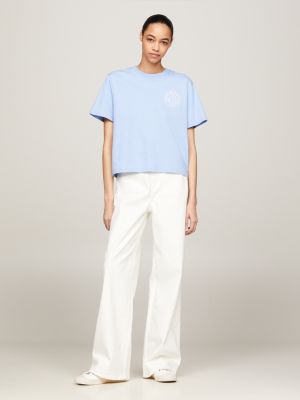 blue luxe prep boxy fit t-shirt mit rückenlogo für damen - tommy jeans