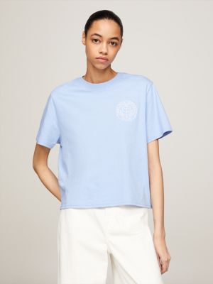 Luxe Prep boxy T shirt met logo op de rug Blauw Tommy Hilfiger