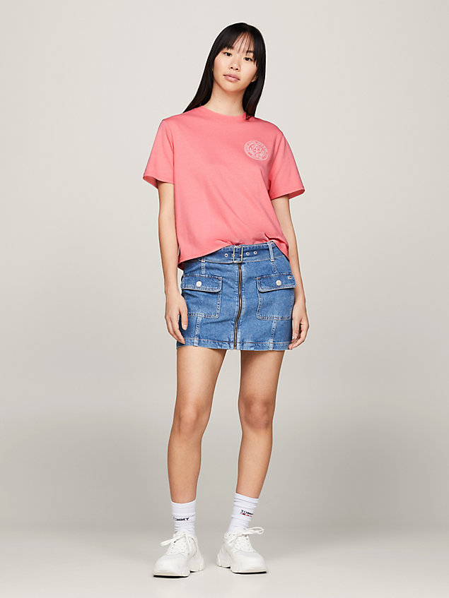 camiseta holgada con logo trasero luxe prep pink de mujeres tommy jeans