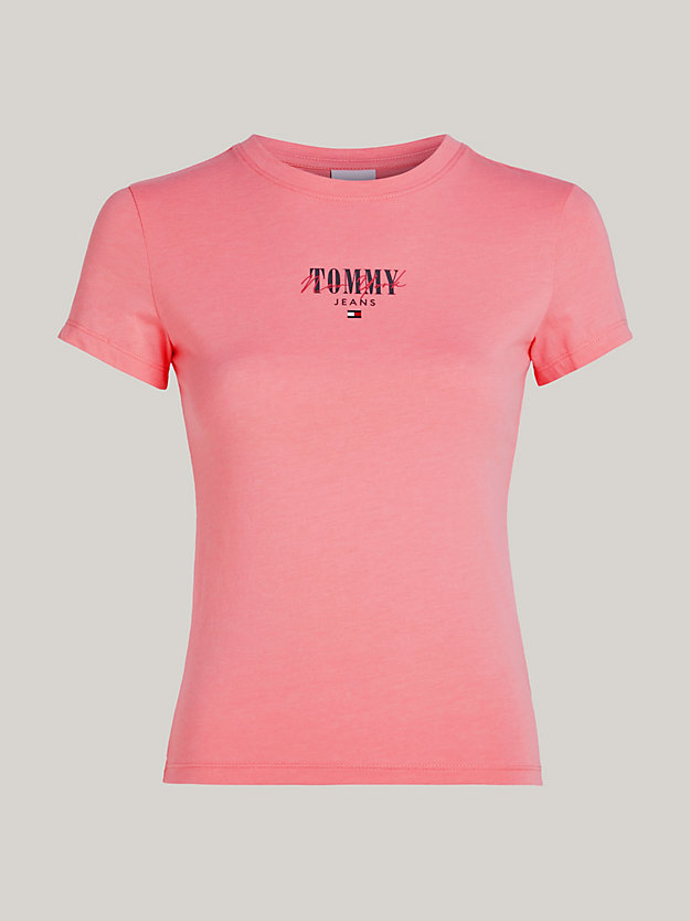 Essential Logo Slim Fit T-Shirt | Pink | Tommy Hilfiger