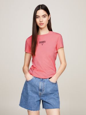 Essential Logo Slim Fit T-Shirt | Pink | Tommy Hilfiger