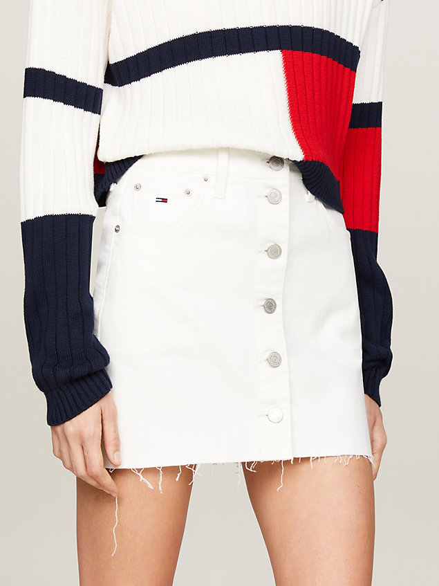 white izzie button-thru denim mini skirt for women tommy jeans