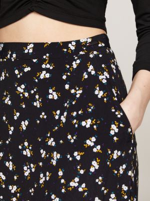 black floral print ruffle midi skirt for women tommy jeans