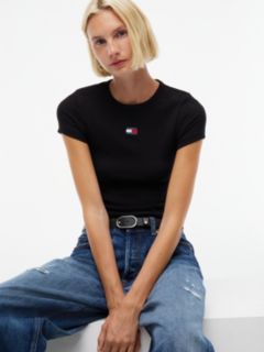 Tommy Badge Slim Ribbed T-Shirt — Black 3