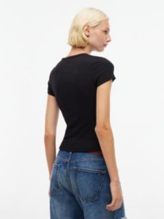 Tommy Badge Slim Ribbed T-Shirt — Black 4