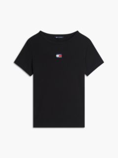 Tommy Badge Slim Ribbed T-Shirt — Black 5
