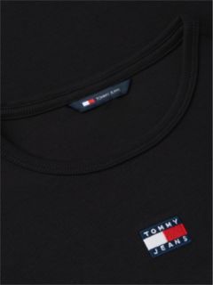 Tommy Badge Slim Ribbed T-Shirt — Black 6