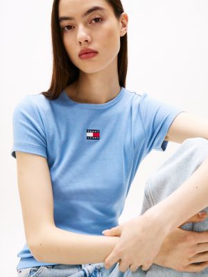 blue badge ribbed slim t-shirt for women tommy jeans