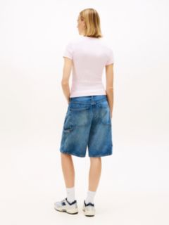 Tommy Badge Slim Ribbed T-Shirt — Pink 4