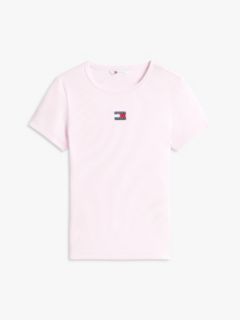 Tommy Badge Slim Ribbed T-Shirt — Pink 5