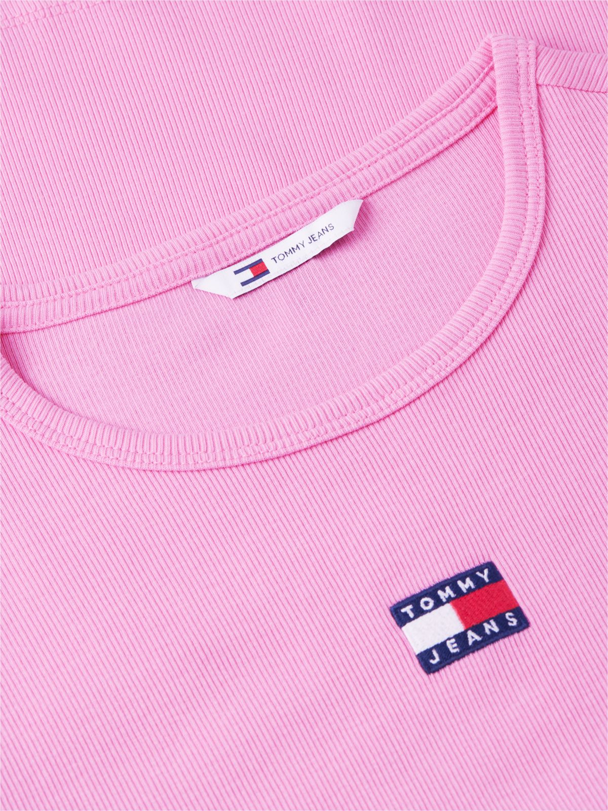 Tommy Badge Slim Ribbed T-Shirt — Pink