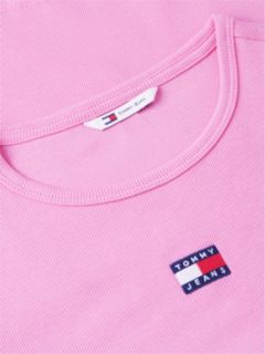 Tommy Badge Slim Ribbed T-Shirt — Pink 6