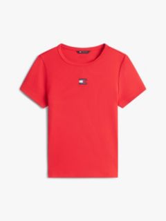 Tommy Badge Slim Ribbed T-Shirt — Red 5