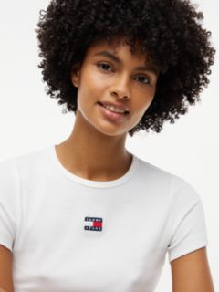Tommy Badge Slim Ribbed T-Shirt — White 3