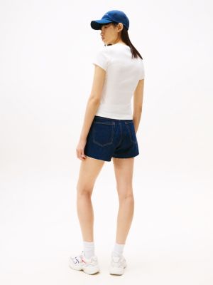 white badge ribbed slim t-shirt for women tommy jeans