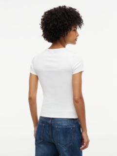 Tommy Badge Slim Ribbed T-Shirt — White 4