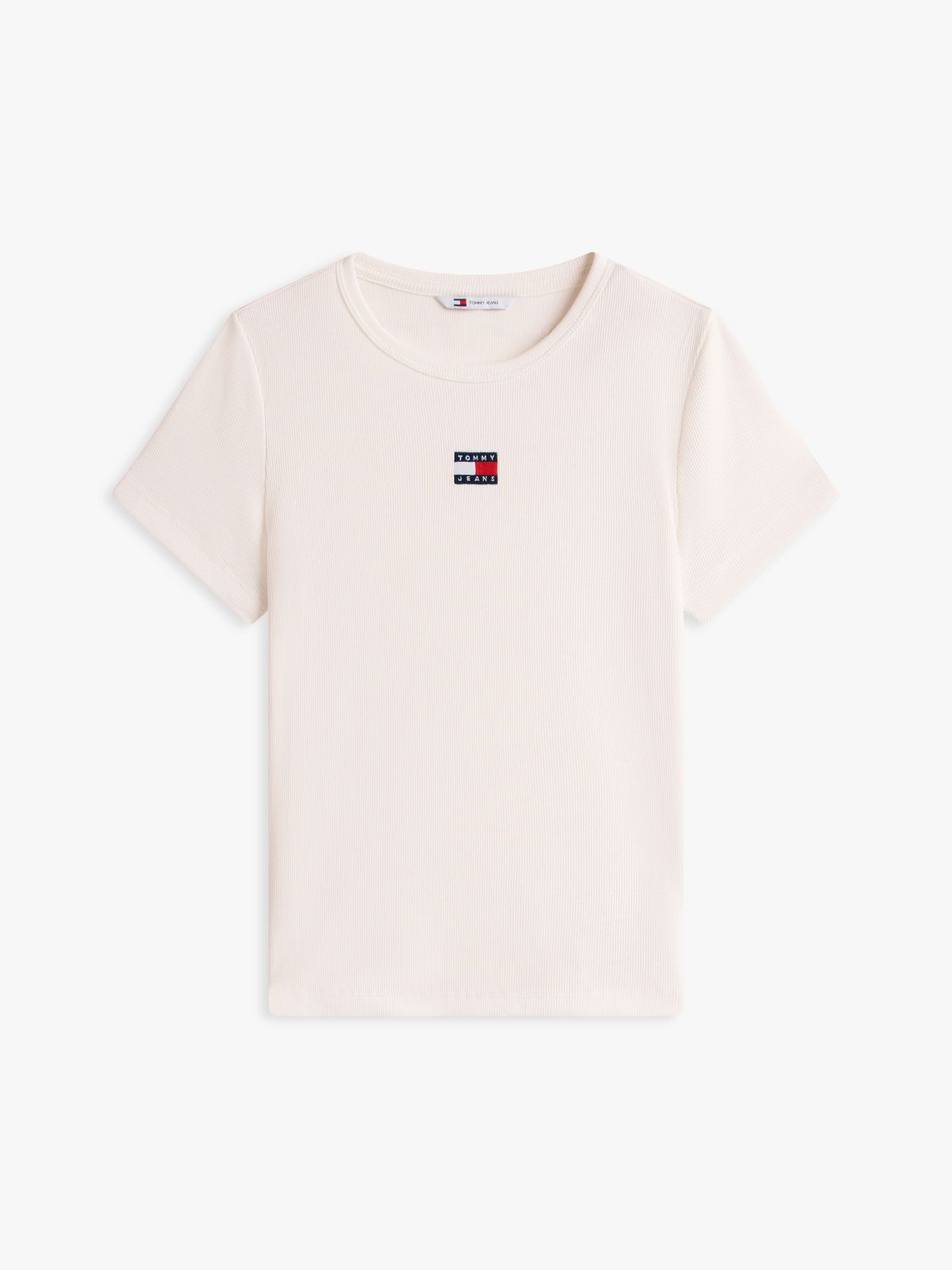 Tommy Badge Slim Ribbed T-Shirt — White