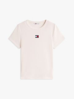 Tommy Badge Slim Ribbed T-Shirt — White 6