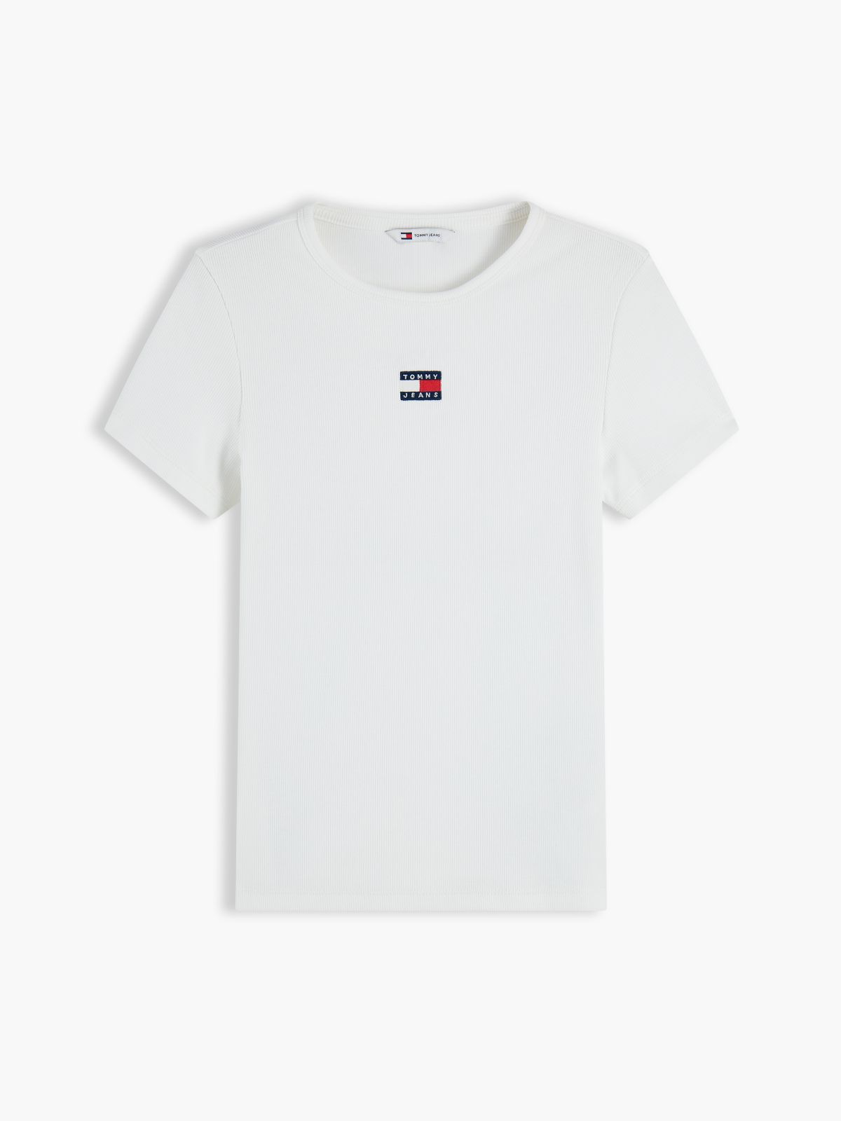 Tommy Badge Slim Ribbed T-Shirt — White