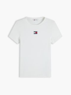 Tommy Badge Slim Ribbed T-Shirt — White 7