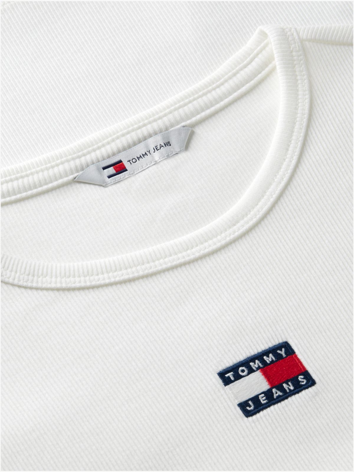 Tommy Badge Slim Ribbed T-Shirt — White