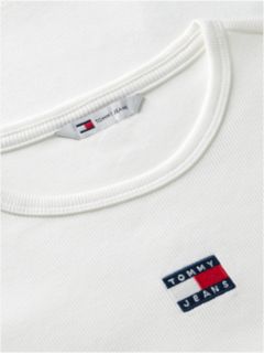 Tommy Badge Slim Ribbed T-Shirt — White 8