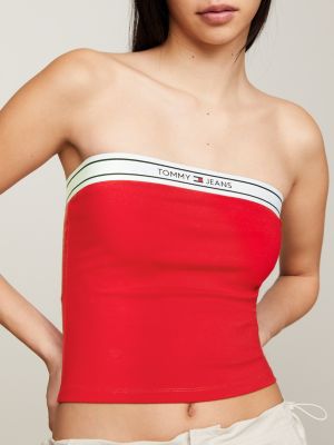 XLGB - Tommy Jeans Bandeau Women's Bikini Top Red UW02707 - Tommy