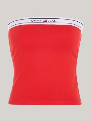 Logo Tape Pull-On Tube Top, Red