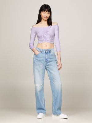 crop top essential slim fit viola da donne tommy jeans