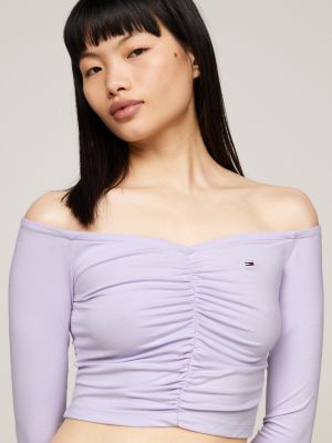 crop top essential slim fit viola da donne tommy jeans