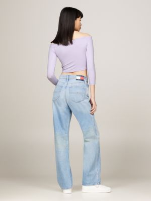 crop top essential slim fit viola da donne tommy jeans