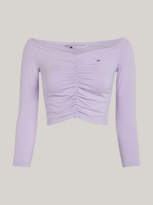 crop top essential slim fit viola da donne tommy jeans