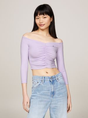 crop top essential slim fit purple da donne tommy jeans