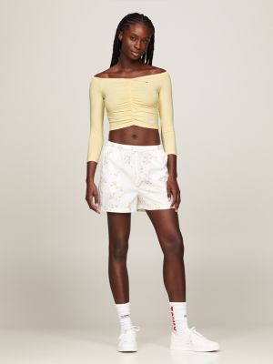 crop top essential slim fit giallo da donne tommy jeans